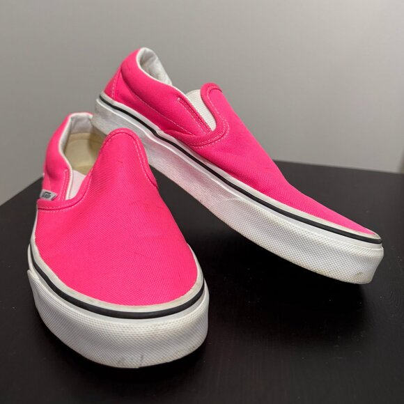 Neon Pink Slip-On Vans - Picture 1 of 2